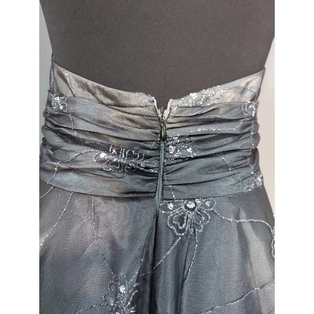 Adrianna Papell Boutique Gray A-Line Midi Dress Women Size 8